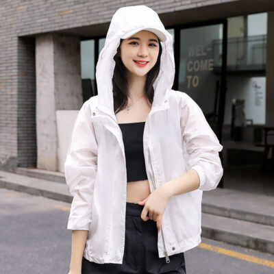 Quần áo chống nắng nữ có mũ rời nhẹ thoáng khí mùa hè 2023 thời trang mới quần áo chống nắng áo khoác ngắn áo khoác