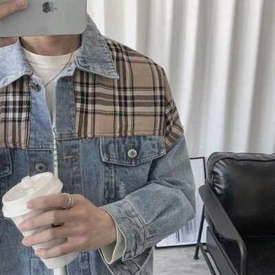 Ruffian đẹp trai mùa xuân và mùa thu áo khoác nam retro phù hợp với áo khoác denim xu hướng Hồng Kông thương hiệu xu hướng ins áo khoác nam nhà máy bán trực tiếp