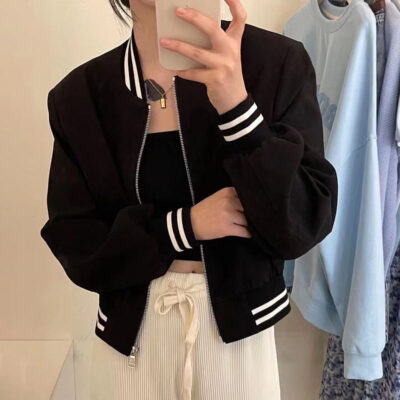 Áo khoác bóng chày ngắn nữ xuân hè 2023 khí chất thời trang mới phù hợp với xu hướng áo khoác cardigan thể thao thông thường