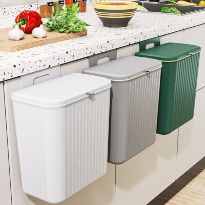Thùng rác treo tường nhà bếp hộ gia đình nắp trượt có nắp đậy nhà vệ sinh treo tường thùng hẹp khử mùi treo giỏ đựng giấy vụn nhà bếp