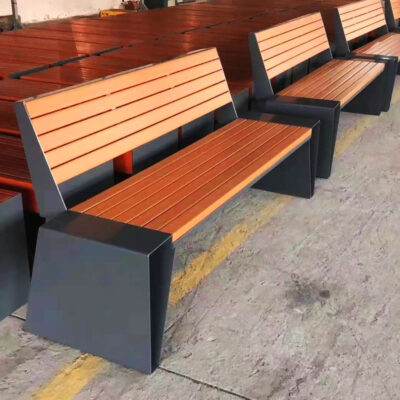 Scenic ghế inox công viên ngoài trời gỗ nhựa chống ăn mòn băng ghế sắt sân vuông nghỉ ngơi hàng ghế hình đặc biệt
