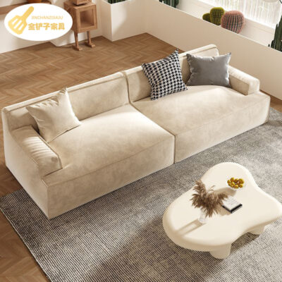 Lưới màu đỏ kem gió nhung sofa da nappa Damascus kích thước căn hộ loại Ý tối giản sofa vải phòng khách