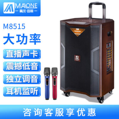 Manlong M8515 công suất cao ngoài trời khiêu vũ vuông âm thanh chuyên nghiệp với card âm thanh K bài hát loa xe đẩy di động di động