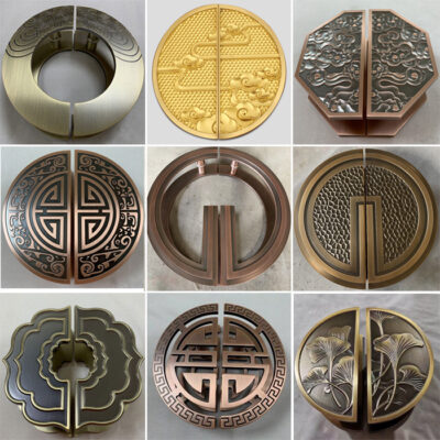 Tay nắm cửa kính khắc logo câu lạc bộ khách sạn phong cách Trung Quốc mới tay nắm cửa bằng đồng cổ hình bán nguyệt Cửa gỗ