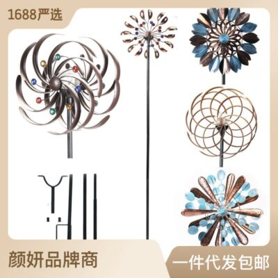 Năng Lượng Mặt Trời Sắt Rèn Cối Xay Gió Đèn Kim Loại Thủ Công Ngoài Trời Cảnh Quan Sân Vườn Đèn Bóng Thủy Tinh Đèn Sân Vườn Cắm Cối Xay Gió