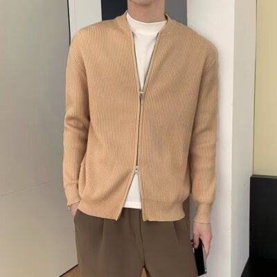 Thiết kế thời trang Hàn Quốc áo len cardigan dây kéo đôi nam mùa thu xu hướng mới phù hợp với áo khoác dáng rộng