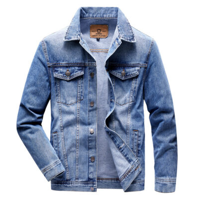 Cung cấp của nhà sản xuất áo khoác denim nam mùa thu giản dị đã giặt dụng cụ hàng đầu áo khoác có ve áo 65J91