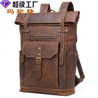 Marant Mới Da Ngựa Ba Lô Da Nam Du Lịch Leo Núi Ba Lô Bán Buôn