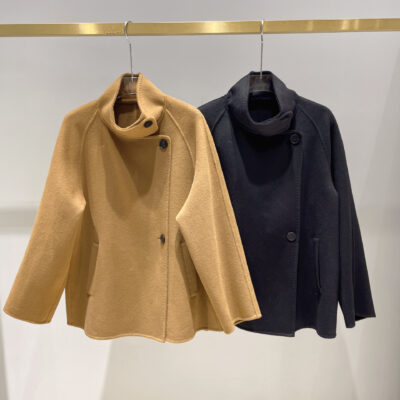 2023 mới Zhijia ngắn hai mặt cashmere cổ ống khói áo khoác cao cấp
