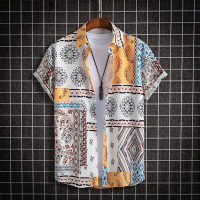 2022 xuất khẩu Ngoại Thương AliExpress Thời Trang Mới Nam In Kỹ Thuật Số Họa Tiết Paisley Áo Sơ Mi Nhiều Màu