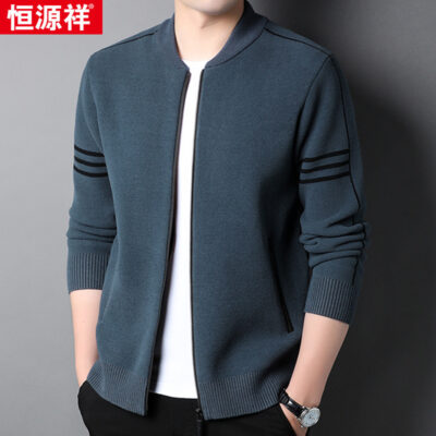 Hengyuanxiang mùa xuân và mùa thu mới áo len đan cổ áo bóng chày cổ áo dài tay nam áo khoác nam giản dị áo khoác hợp thời trang