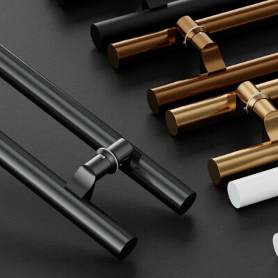 Tay nắm cửa bằng thép không gỉ ống tròn dày khung cửa màu đen tay nắm cửa lưỡi vịt chân phụ kiện