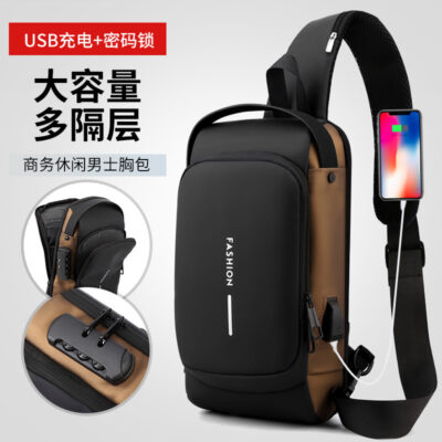 Túi Nam Một Vai Túi Messenger Đa Năng Khóa Kết Hợp Túi Xe Máy Thể Thao Cổng Sạc USB Chống Trộm Túi Ngực Chống Trộm