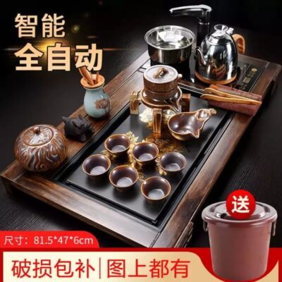 Kung Fu Trà Nhà Trọn Bộ Tự Động Cát Tím Ấm Trà Ấm Trà Gốm Sứ Gỗ Khay Trà Bàn Trà phụ Kiện
