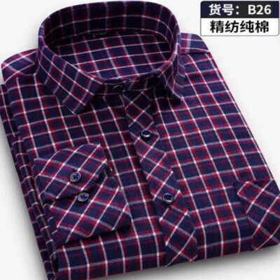 Áo sơ mi dài tay dành cho người trung niên và người cao tuổi, áo sơ mi nam kẻ sọc công sở cỡ lớn của bố, cotton giản dị, mùa thu và mùa hè