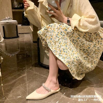 Giày đơn Mary Jane kiểu Pháp đế bằng nữ mùa xuân hè 2023 mới dịu dàng phong cách cổ tích Xăng đan và dép lê mũi nhọn