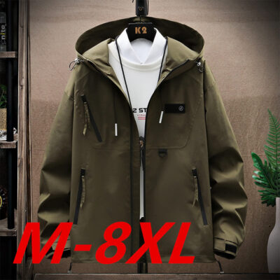 M-8XL Size Lớn Áo Khoác Nam Chống Thấm Nước Có Mũ Áo Khoác Thanh Niên Ins Hợp Thời Trang Thương Hiệu Size Lớn Rời Áo Khoác