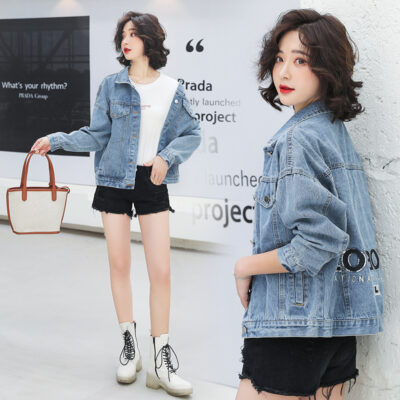 Áo khoác denim nữ hàng đầu mùa xuân thu 2023 thời trang mới phiên bản Hàn Quốc dáng rộng áo khoác ngắn một bên ngực