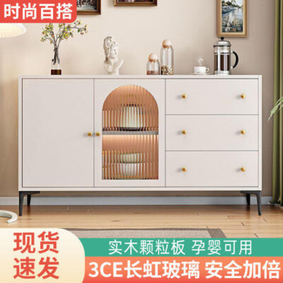 Tủ búp phê kiểu Ý màu kem kiểu Pháp Tủ bảo quản đa năng tủ kho sát tường tủ chè phòng khách thay đồ