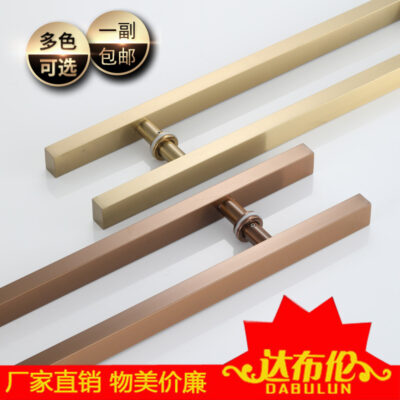 Cửa Kính Dày Thép Không Gỉ Ống Vuông Tay Cầm Khách Sạn Đôi Cửa Cửa Gỗ Cửa  Vuông Ống Tay Cầm Lớn