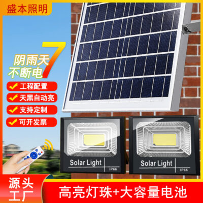 Đèn pha năng lượng mặt trời một đến hai đèn chiếu độ sáng cao 200W đèn sân vườn nông thôn đèn pha LED