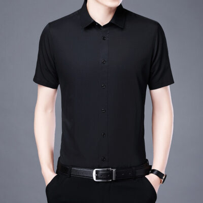 Boutique áo sơ mi trắng ngắn tay nam không ủi chống nhăn tự trồng kinh doanh chính thức quần áo bảo hộ lao động lụa băng áo sơ mi trắng nam mùa hè