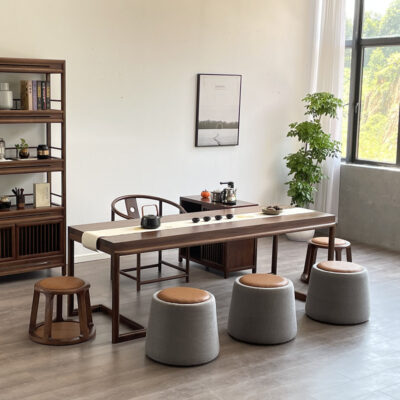 Bàn trà phong cách Trung Quốc mới và ghế kết hợp gỗ đặc phòng trà bàn cà phê Zen đơn giản trà nghệ thuật kung fu văn phòng tiếp tân Bàn trà