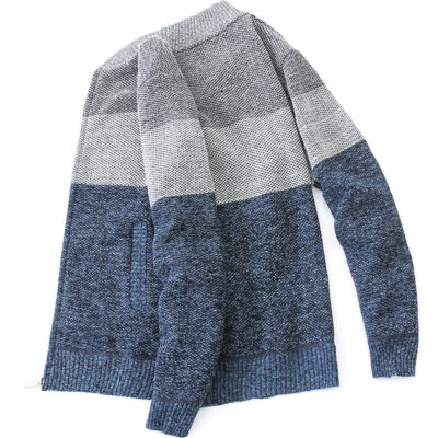 Áo len nam thu đông dáng rộng Plus nhung dày dệt kim xuyên biên giới cardigan cổ bóng chày áo khoác đơn giản áo len thường