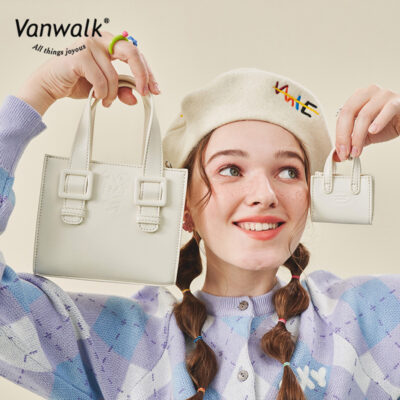 VANWALK Tulip Homemade Cô Gái Ngọt Ngào Túi Đeo Vai Mùa Thu Ấm Áp Sô Cô La Túi Túi Xách