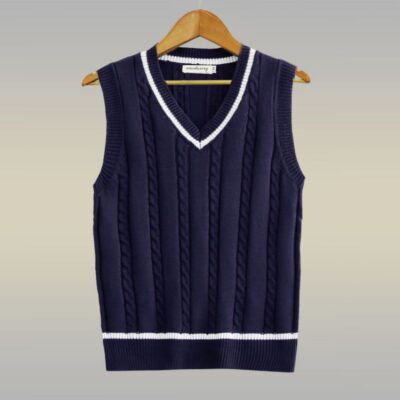 Dệt Kim Áo Vest Áo Len Nam Tuổi Teen Xoắn Áo Len Dệt Kim Cổ Chữ V Ôm Bông Áo Vest Đại Học Phong Cách Bé Gái