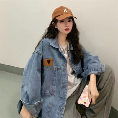 Áo khoác denim sang trọng nữ mùa xuân và mùa thu 2023 phiên bản mới của Hàn Quốc áo khoác ngắn tay ôm vừa vặn áo khoác ngắn có mũ