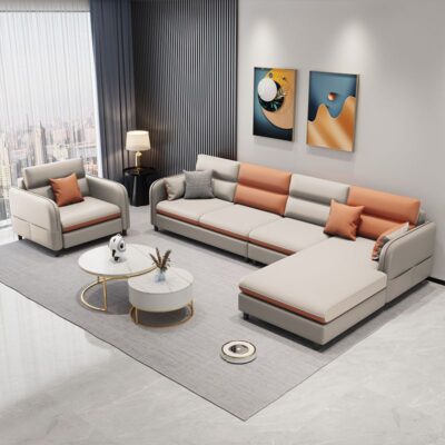 Công nghệ sofa vải kiểu Ý trường kỷ phòng khách căn hộ nhỏ đơn giản hiện đại nhẹ nhàng sang trọng vải lưới đỏ kết hợp bộ bàn ghế