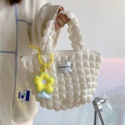 Túi đeo vai bong bóng trái tim xếp ly kiểu Hàn Quốc cho nữ túi xách túi nhỏ tươi mát túi mua sắm đám mây nữ