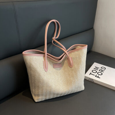 Túi rơm dệt sức chứa lớn cho nữ mùa hè mới 2023 túi đeo vai phù hợp với kết cấu lớp túi tote đi làm