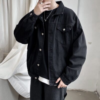 Mùa xuân và mùa thu ins áo khoác denim nam phiên bản Hàn Quốc dáng rộng dành cho sinh viên hợp thời trang thương hiệu retro phù hợp với áo khoác bf dụng cụ áo khoác