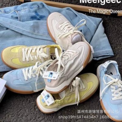 Giày tập luyện của Đức có dây buộc Giày Forrest Gump nữ 2023 thêu múa ba lê mới giày thể thao nhẹ thoáng khí màu trắng phù hợp với mọi lứa tuổi