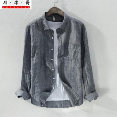 Áo Sơ Mi Linen Nam Dài Tay Mùa Hè Đơn Giản Rời Mỏng Đi Biển Chống Nắng Áo Sơ Mi Linen Cotton Nam Cao Cấp