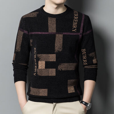 Áo len nam chenille jacquard thu đông 2022 nam mới một mảnh nhung dày ấm áo len cổ tròn dài tay