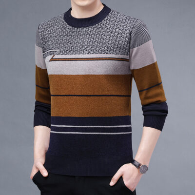 Nam Mới Áo Len Cổ Tròn Đồng Màu Đáy Quần Áo Nam Hàng Đầu Mùa Thu Sản Phẩm Mới 23508