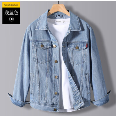 Mùa Xuân Và Mùa Thu 2022 Mới Nam Slim Retro Áo Khoác Denim Áo Khoác Denim Hàn Quốc Oversize