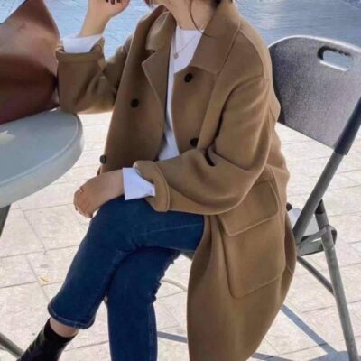 Quần áo mùa đông phiên bản mới của Hàn Quốc Dongdaemun áo khoác cashmere hai mặt của phụ nữ dài vừa phải áo khoác len nhỏ