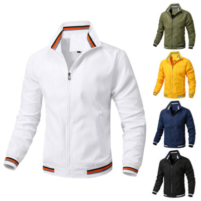 Áo Khoác Nam Cổ Đứng Amazon Xuân Thu Tất Cả Trận Đấu Thể Thao Đồng Màu Áo Khoác Nam