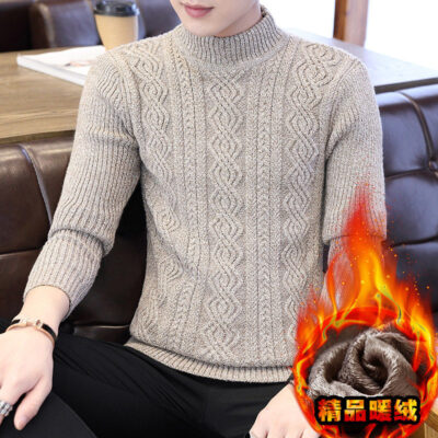 Áo Len Dệt Kim Nam Nỉ Dày Nam Thu Đông Cổ Cao Nửa Phong Cách Hàn Quốc Áo Len Dệt Kim Học Sinh Dòng Quần Áo Hợp Thời Trang AliExpress