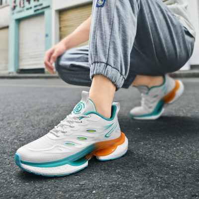 Giày Nam Ngoại Thương Size Lớn Băng Lụa Lưới Thể Thao Nhẹ Bắp Rang Giày Chạy Bộ Nam Sneakers
