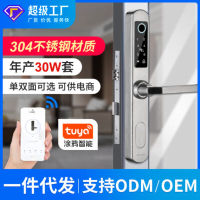 Inox 304 Xuất khẩu một và hai mặt graffiti wifi khóa vân tay cửa sân Khóa cửa nhôm khóa điện tử thông minh chống thấm nước