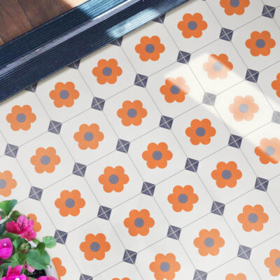 Gạch Ceramic hoa nhỏ vệ sinh phòng tắm Pháp gạch hiên ban công ốp tường gạch lát sàn gió phòng tắm Orange Orange bếp