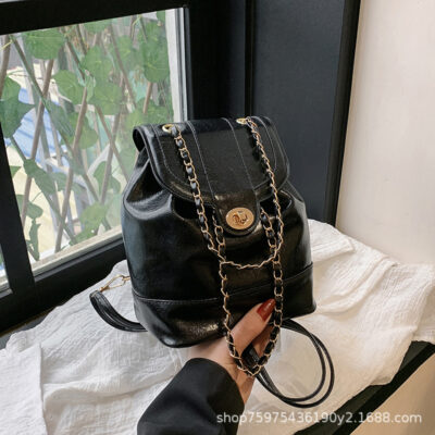 Phiên bản Hàn Quốc của ins sức chứa lớn ba lô nữ phong cách retro nhỏ gió thơm phong cách nước ngoài sinh viên đại học túi đeo vai da sáp dầu thủy triều