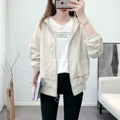 Áo khoác dáng rộng ngắn nữ mùa xuân và mùa thu bình thường học sinh phù hợp với tất cả các phiên bản Hàn Quốc Áo khoác phong cách Hồng Kông 2023 áo khoác dụng cụ hợp thời trang mới