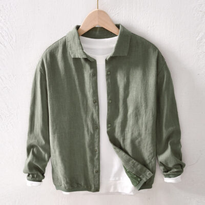 L952 Áo Gai Áo Khoác Nam Bóng Chày Rời Áo Khoác Nam Thanh Niên Nam Thu Đông Vải Lanh Cotton Nam