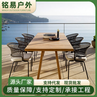 Bàn ghế ngoài trời sân vườn chống nước và chống nắng tấm đá vuông ngoài trời bàn tròn ghế mây kết hợp bàn ghế khách sạn giải trí